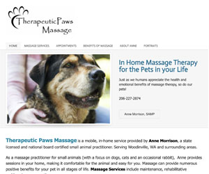 Therapeutic Paws Massage Website